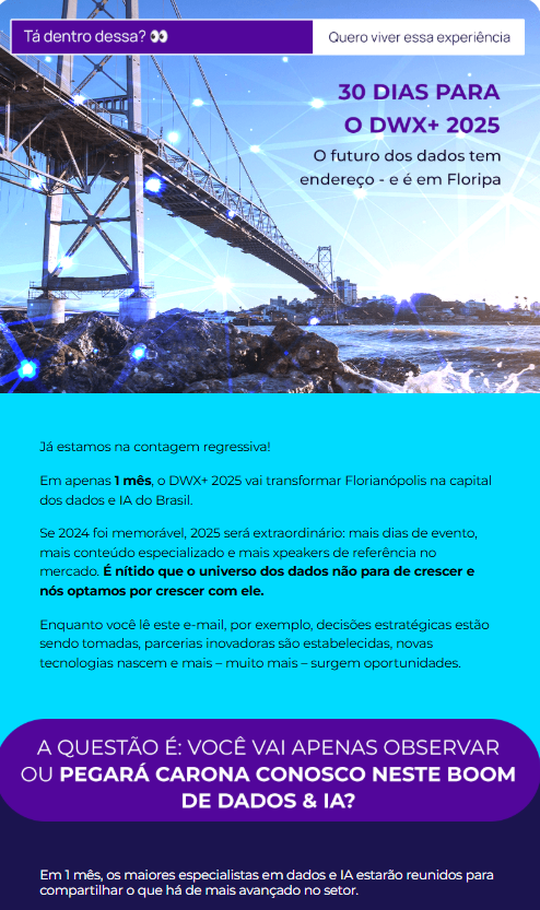E-mail marketing para evento de dados e IA, como exemplo de estratégias de marketing da Sonder + Blocco Ag.
