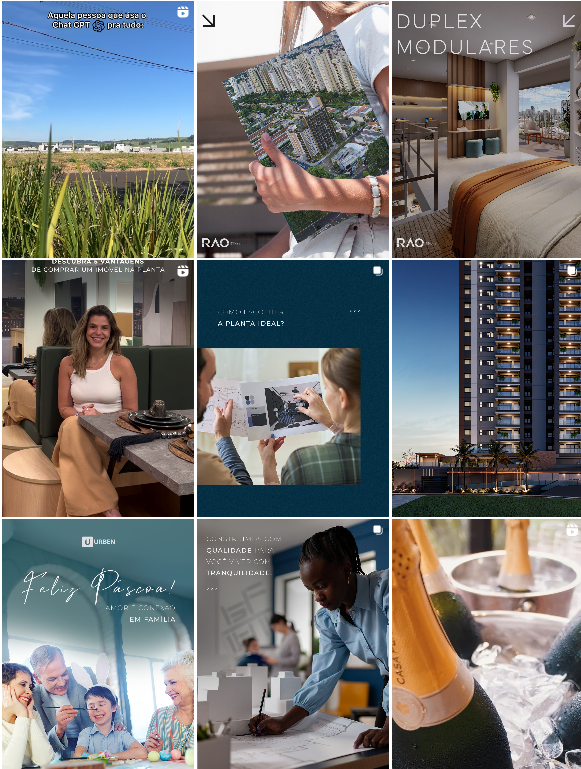 Grid do Instagram para construtora que é case de sucesso por conta das estratégias de marketing da Sonder + Blocco Ag.