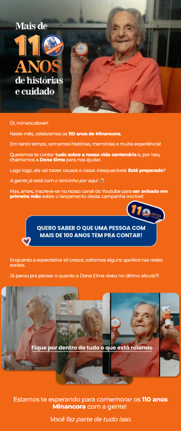 Exemplo de e-mail marketing focado em reconhecimento de marca produzido pela Sonder para a Minancora