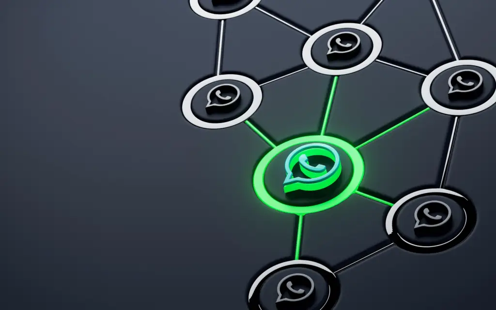 Ícones conectados do WhatsApp representando estratégia de WhatsApp Marketing e comunicação digital.